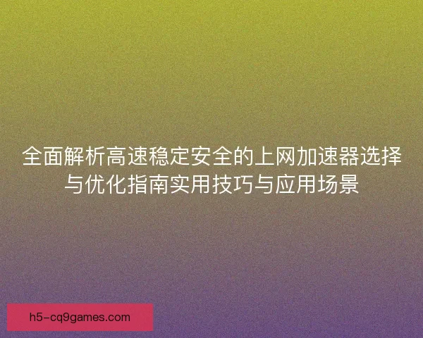 全面解析高速稳定安全的上网加速器选择与优化指南实用技巧与应用场景